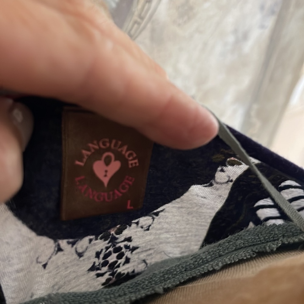 Language V Neck Patterned Top With Green Layering… - image 4